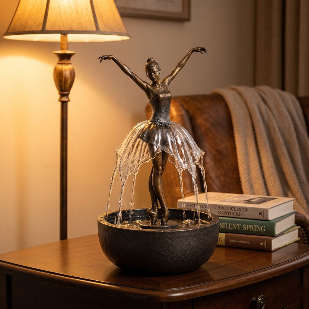 Ballerina fountain ambient decor styled for relaxation