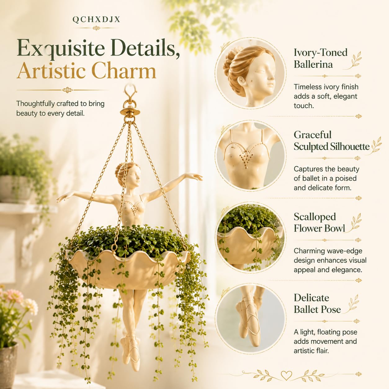 Hanging dancer plant pot for porch and patio styling