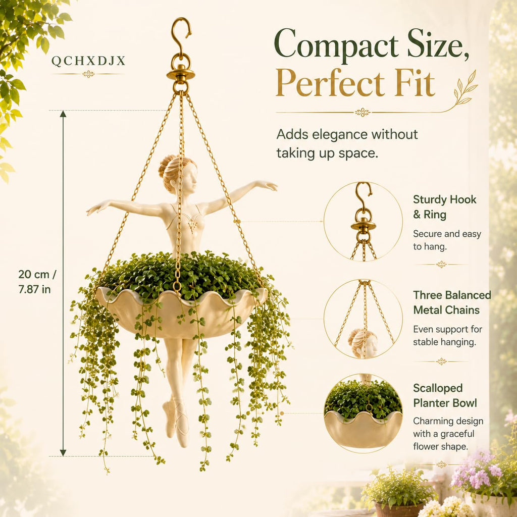 Ballet dancer hanging planter for trailing plants main view