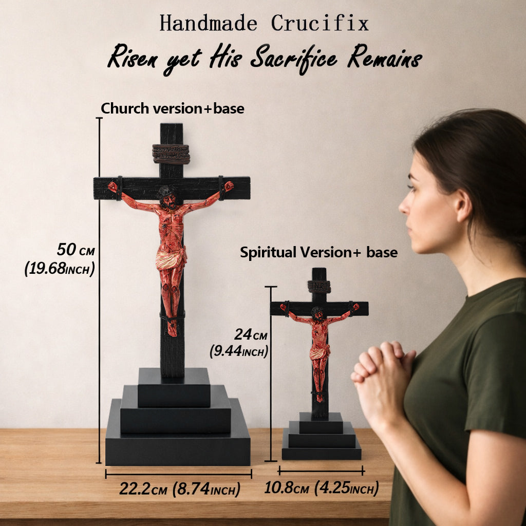 ✝️ Jesus Crucifix Statue – Hand-Painted Resin Christian Home Decor