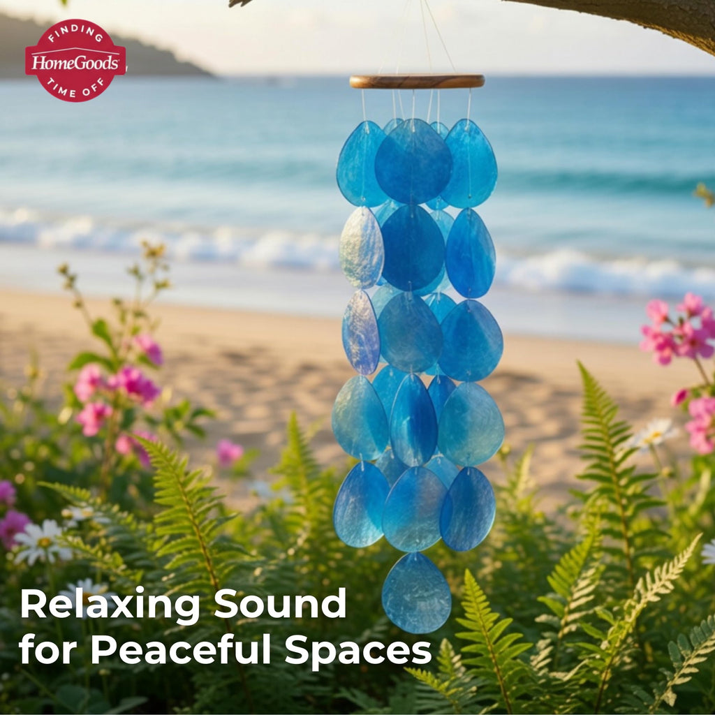✨ Artisan Hand-Finished Turquoise Shell | Capiz Shell Wind Chime