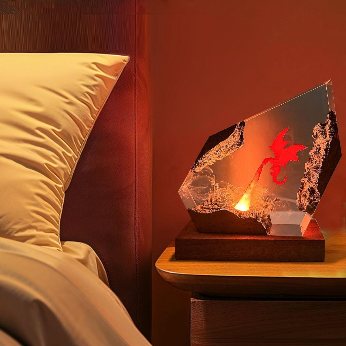 Epoxy Fire Dragon Resin Lamp