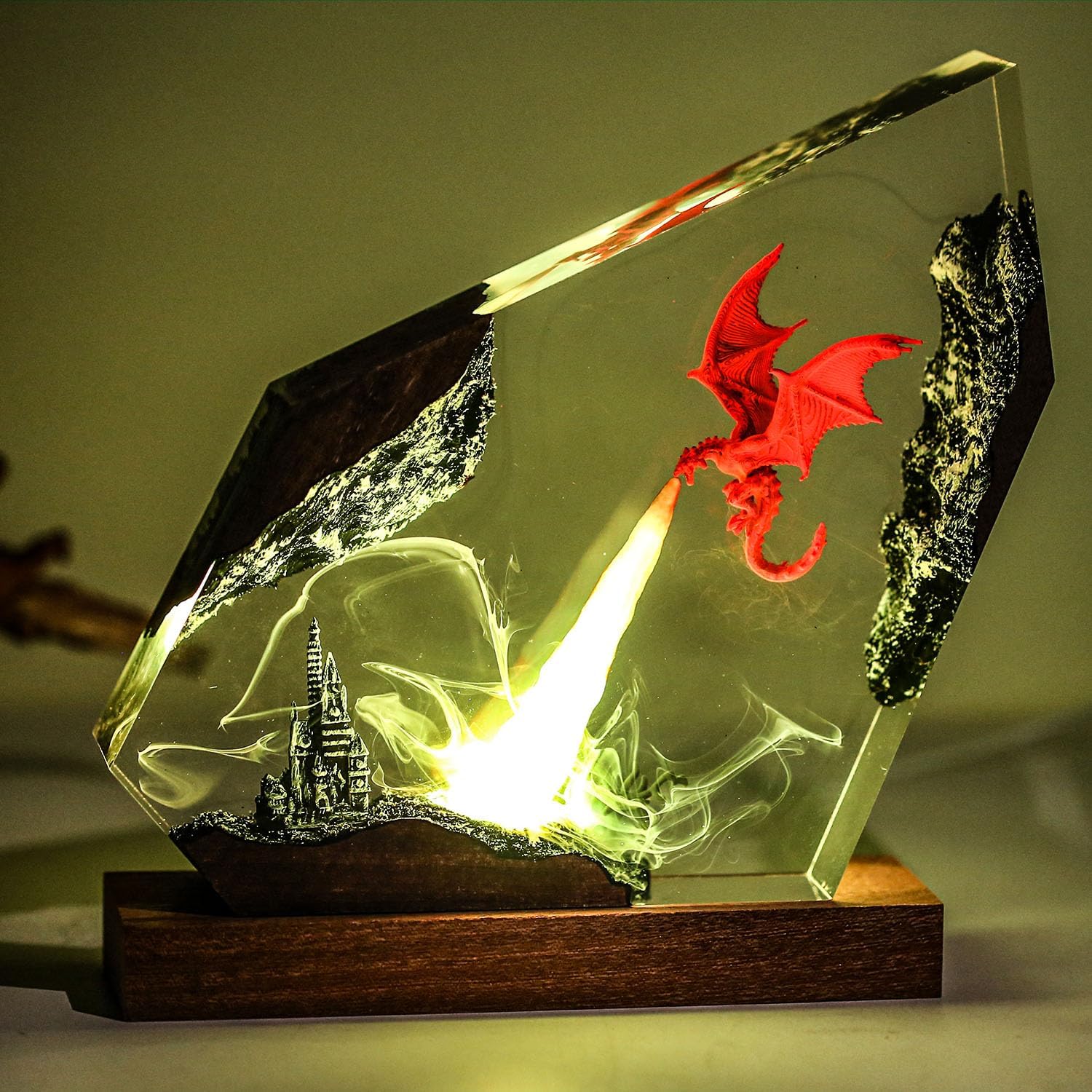 Epoxy Fire Dragon Resin Lamp