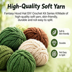 Animal hood crochet kit yarn and tutorial display