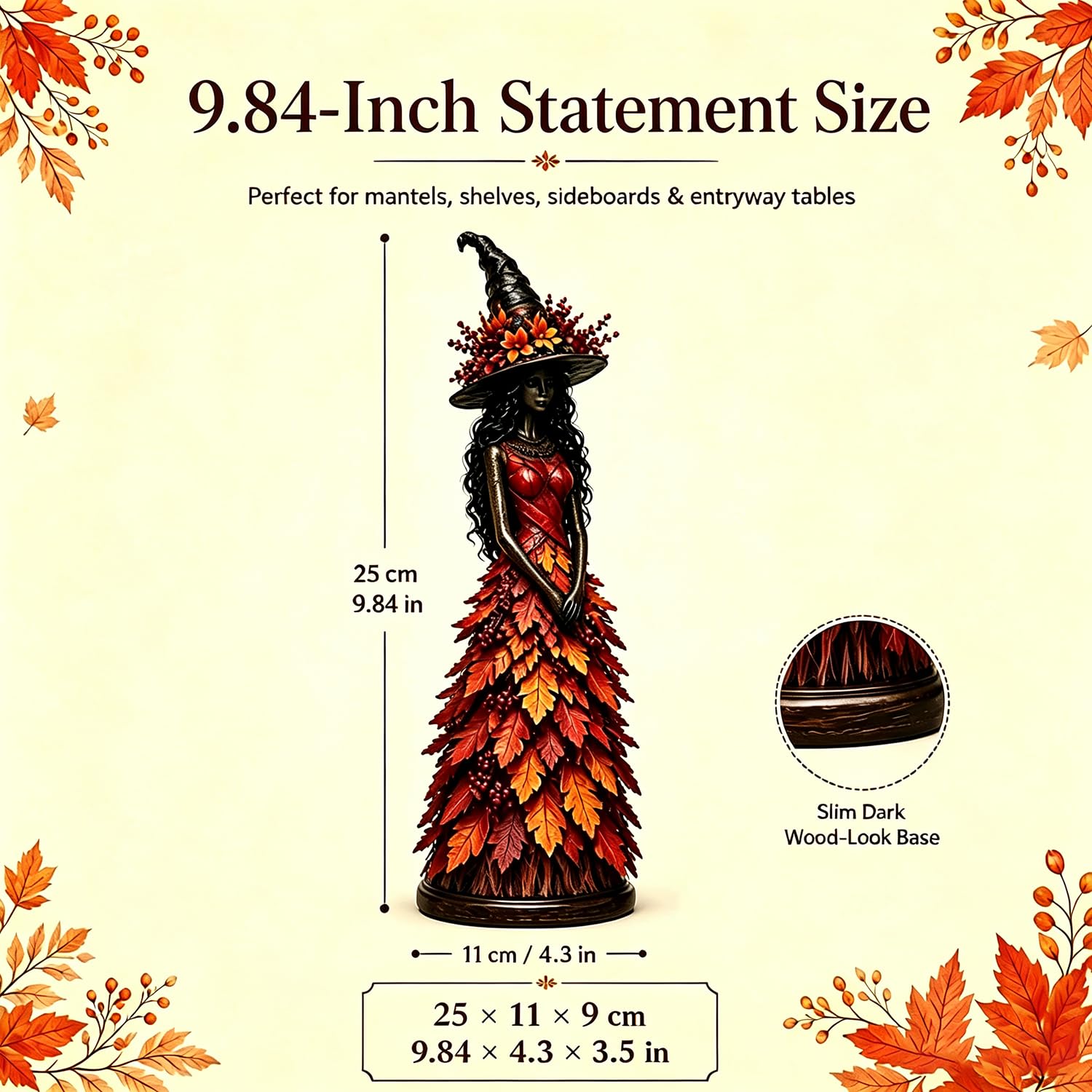 Halloween witch figurine shelf decor product detail