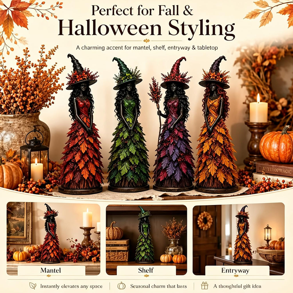 Enchanted witch tabletop figurine multi angle product view
