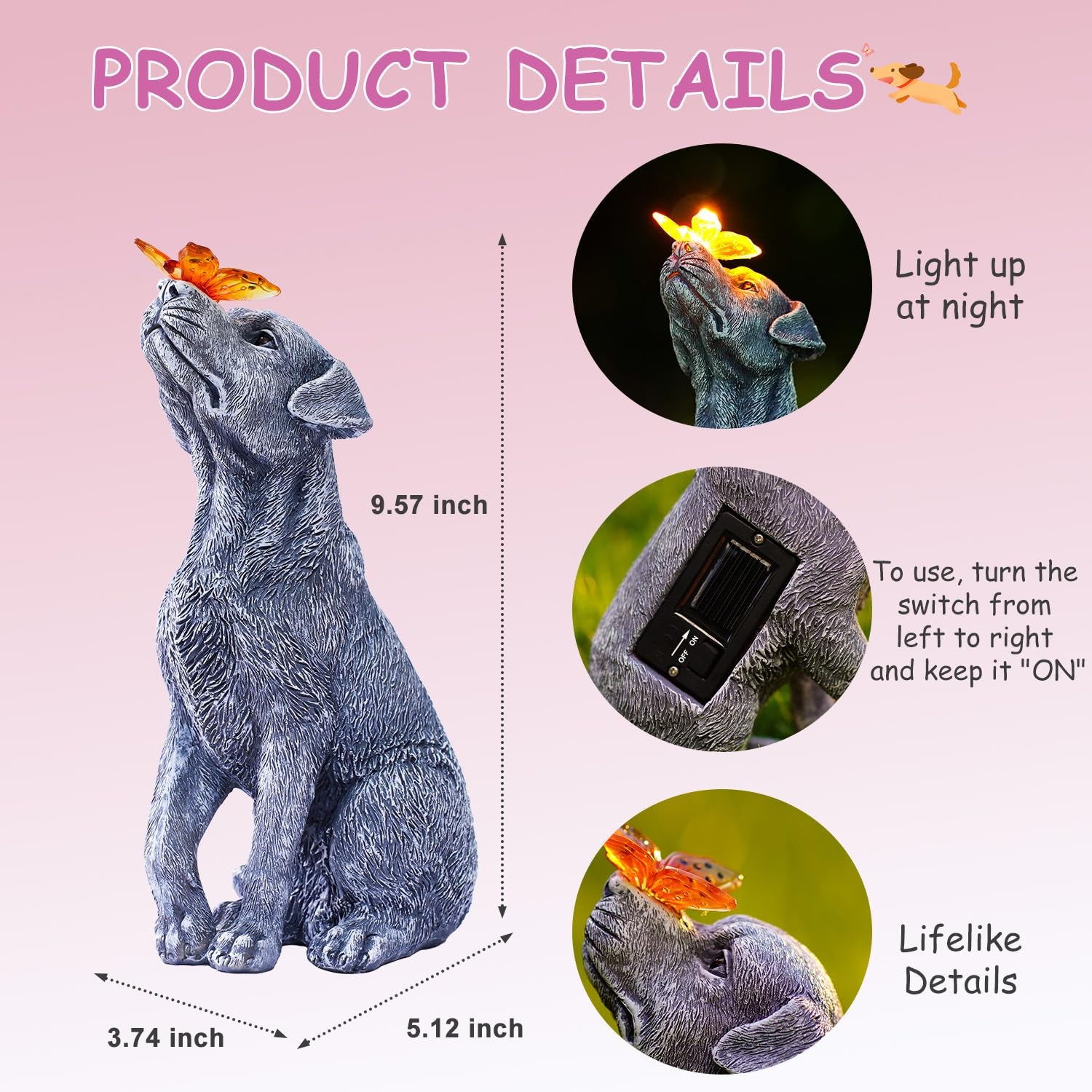 The Enchanted “Solar Pup & Butterfly” Garden Sculpture🐶