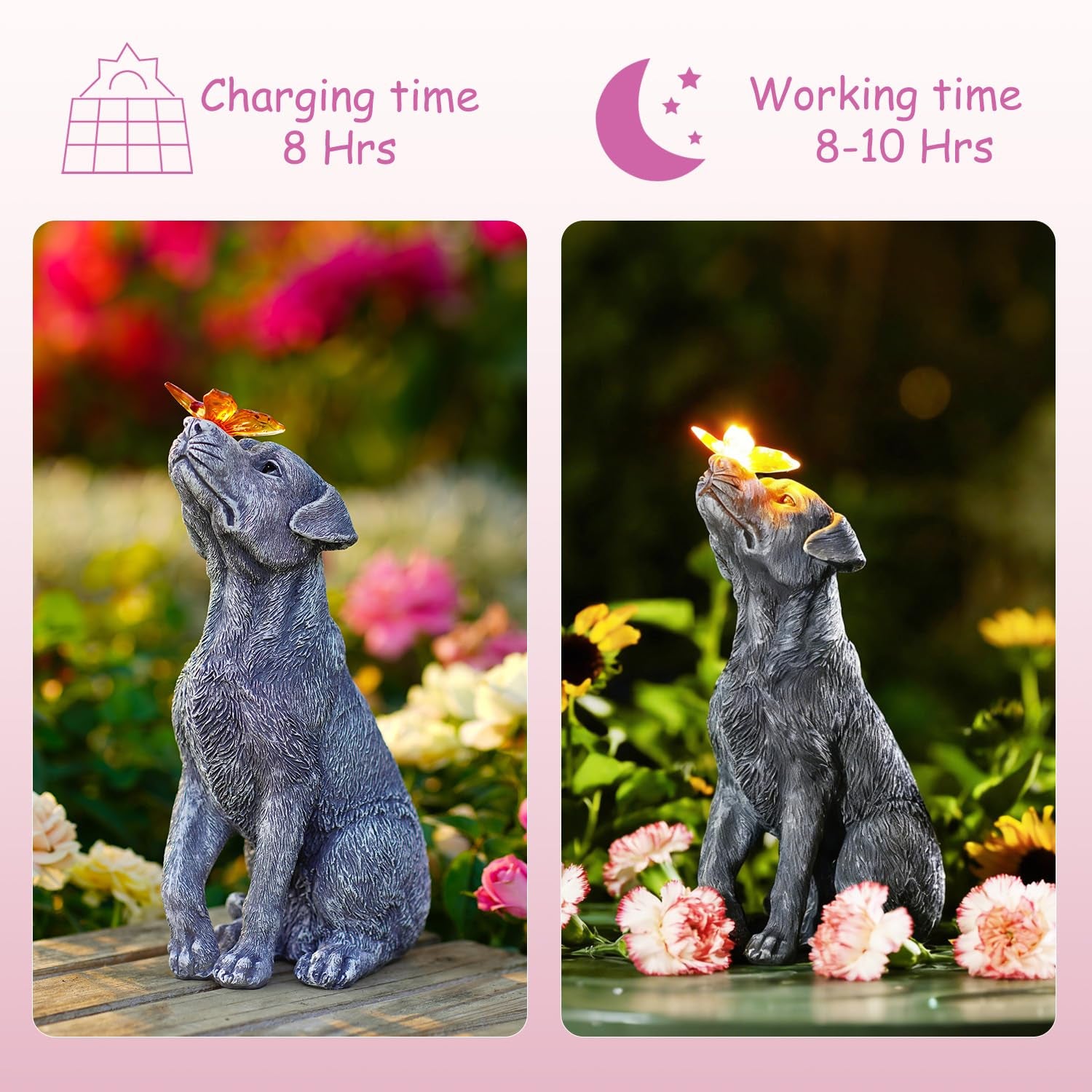 The Enchanted “Solar Pup & Butterfly” Garden Sculpture🐶