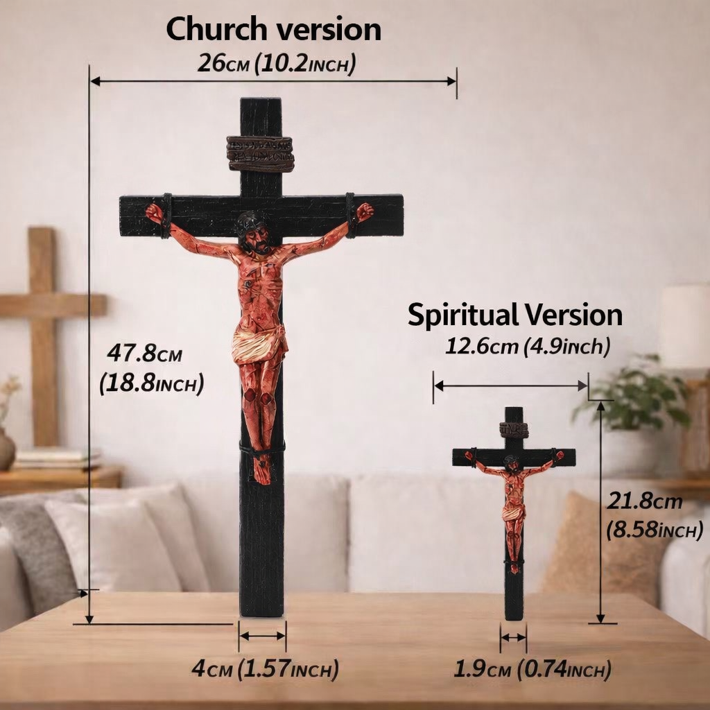 ✝️ Jesus Crucifix Statue – Hand-Painted Resin Christian Home Decor