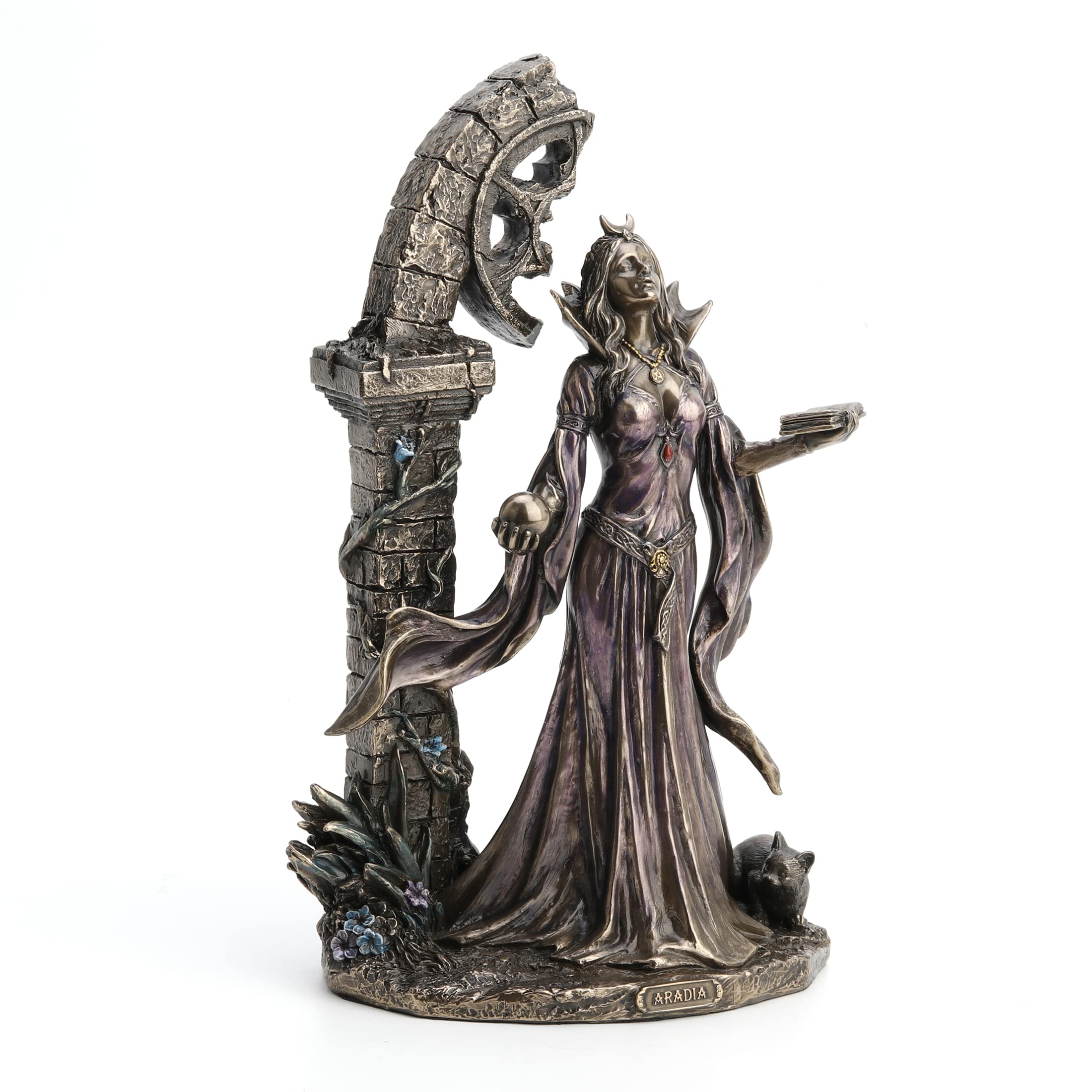 Gothic antique bronze tabletop statue multi angle view