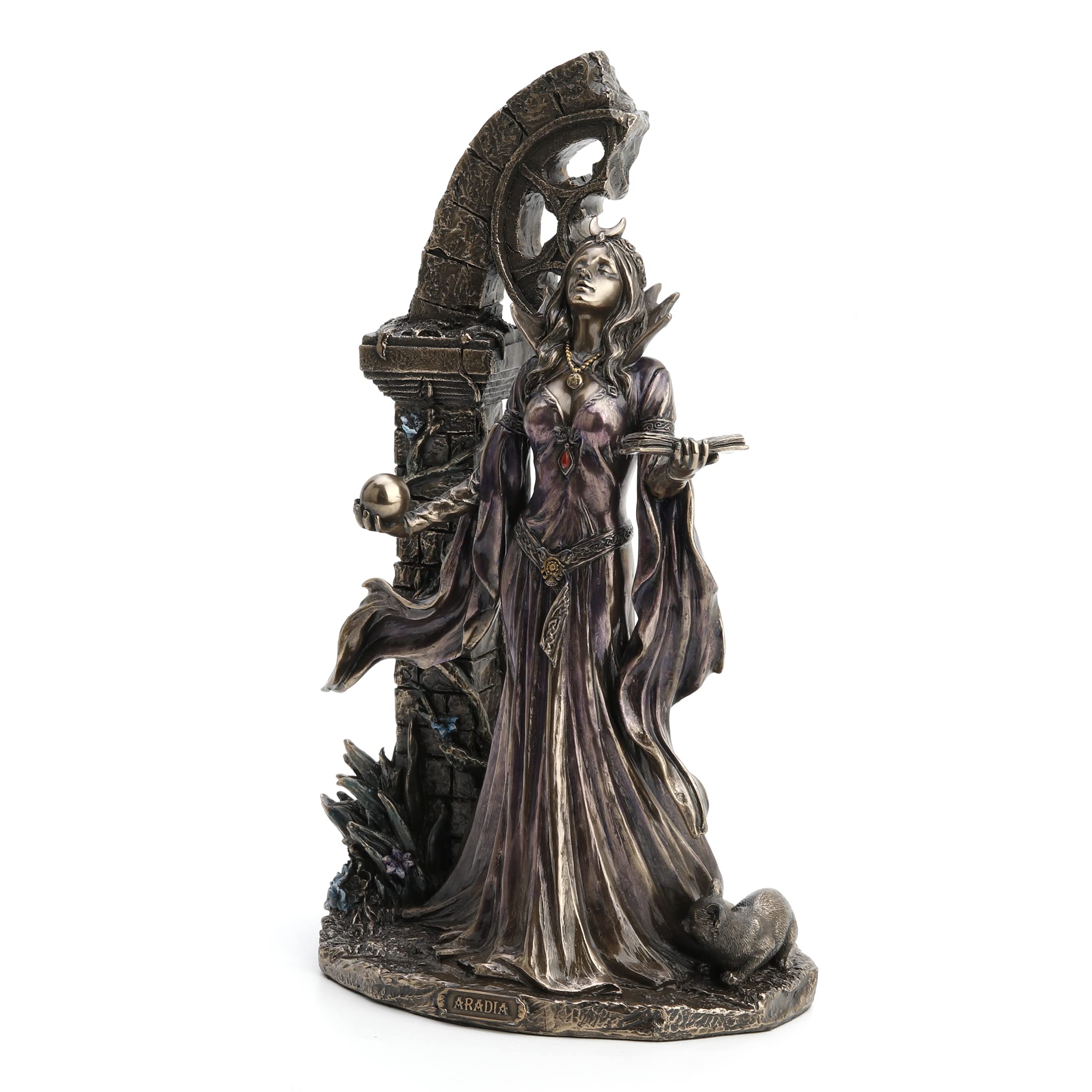 Antique bronze witch figurine sculptural detail view