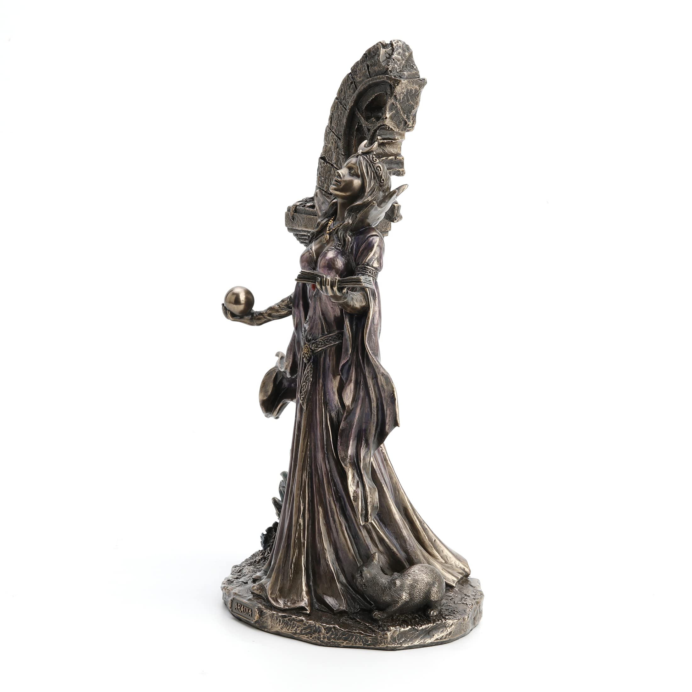 Aradia witch statue in antique bronze finish main product view