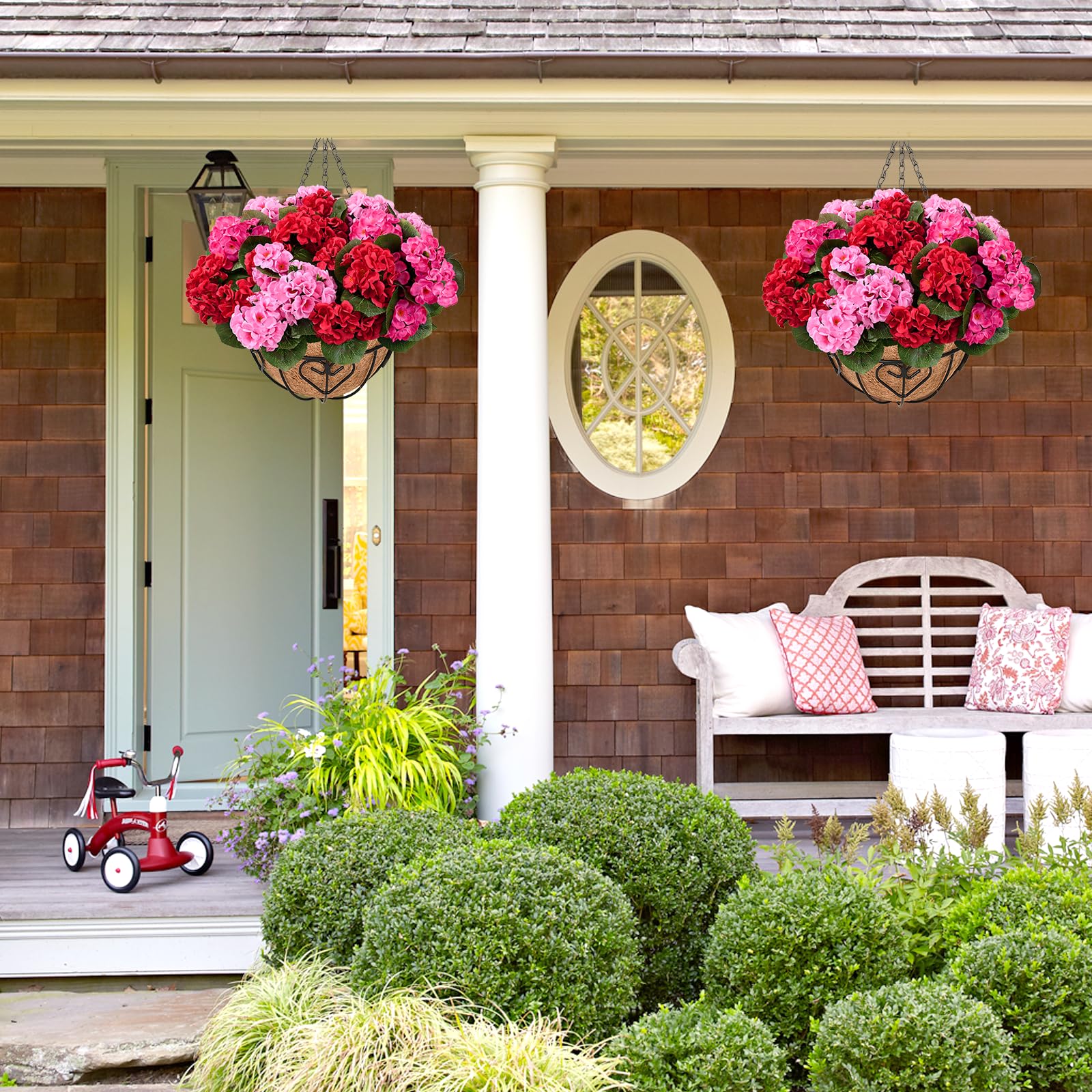 Lush Spring Bougainvillea Hanging Basket with Natural Coco Liner (UV-Protected)