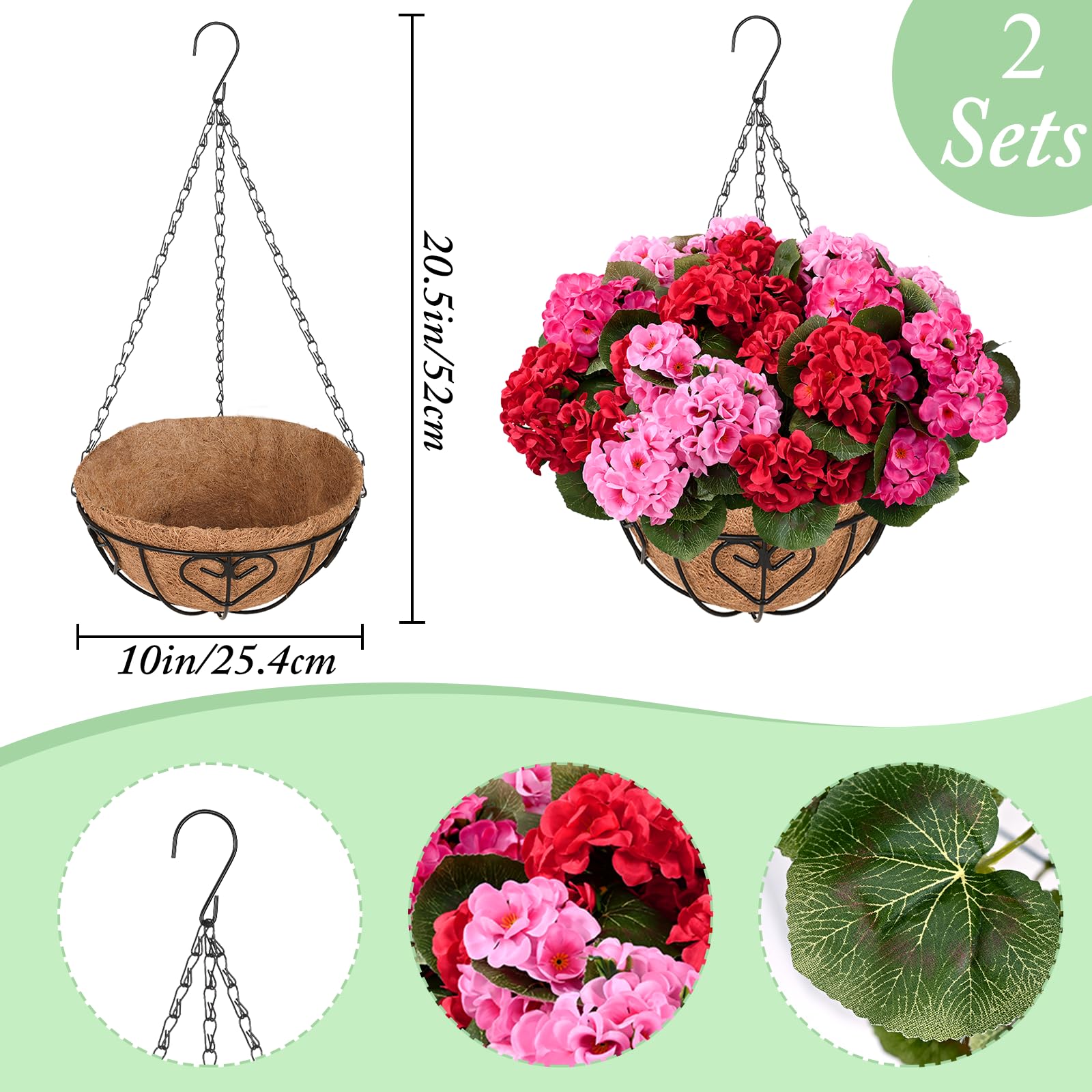 Lush Spring Bougainvillea Hanging Basket with Natural Coco Liner (UV-Protected)