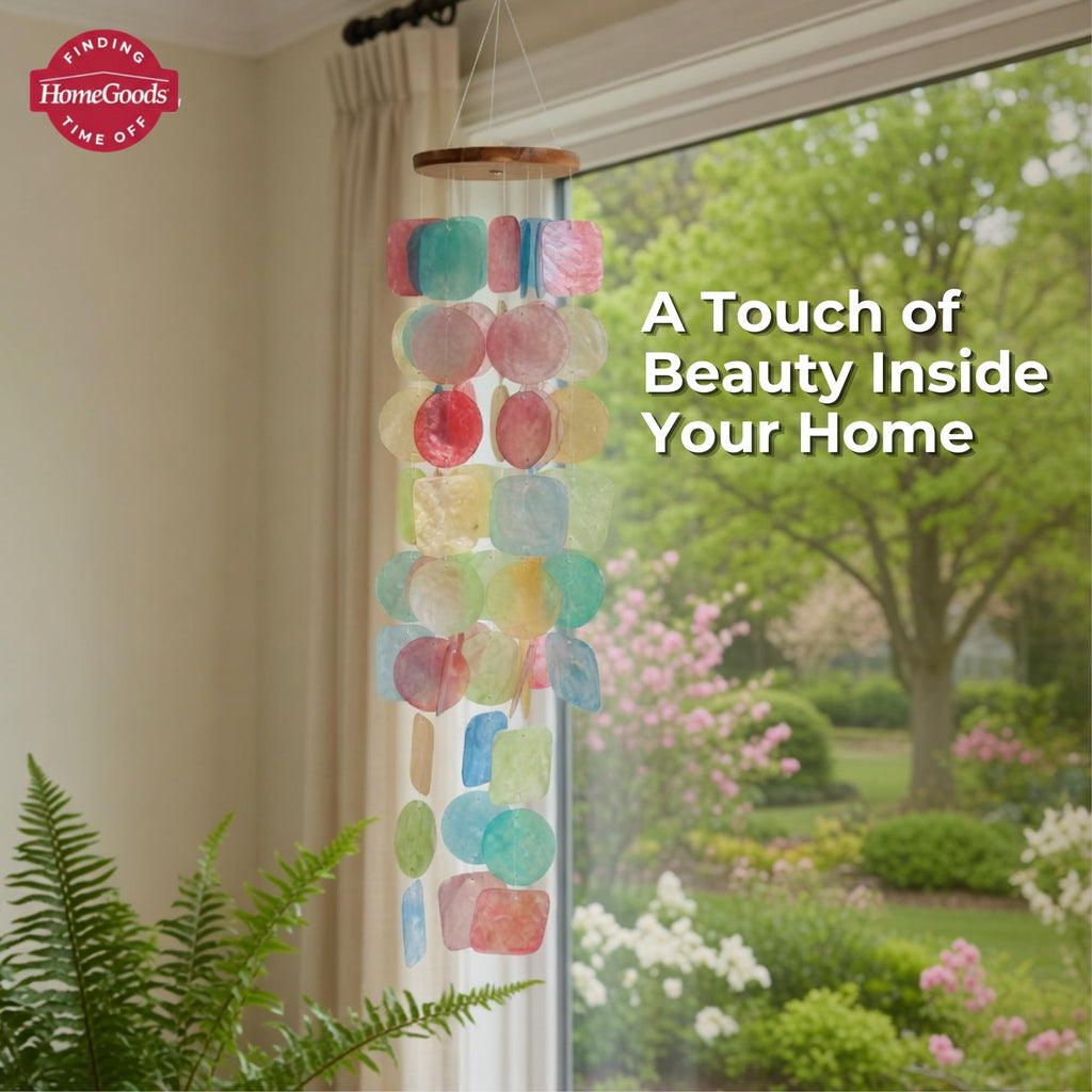 ✨ Artisan Hand-Finished Turquoise Shell | Capiz Shell Wind Chime