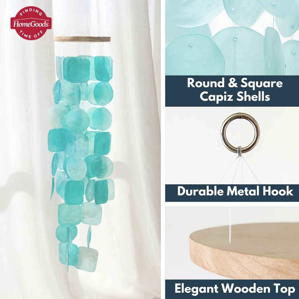 ✨ Artisan Hand-Finished Turquoise Shell | Capiz Shell Wind Chime