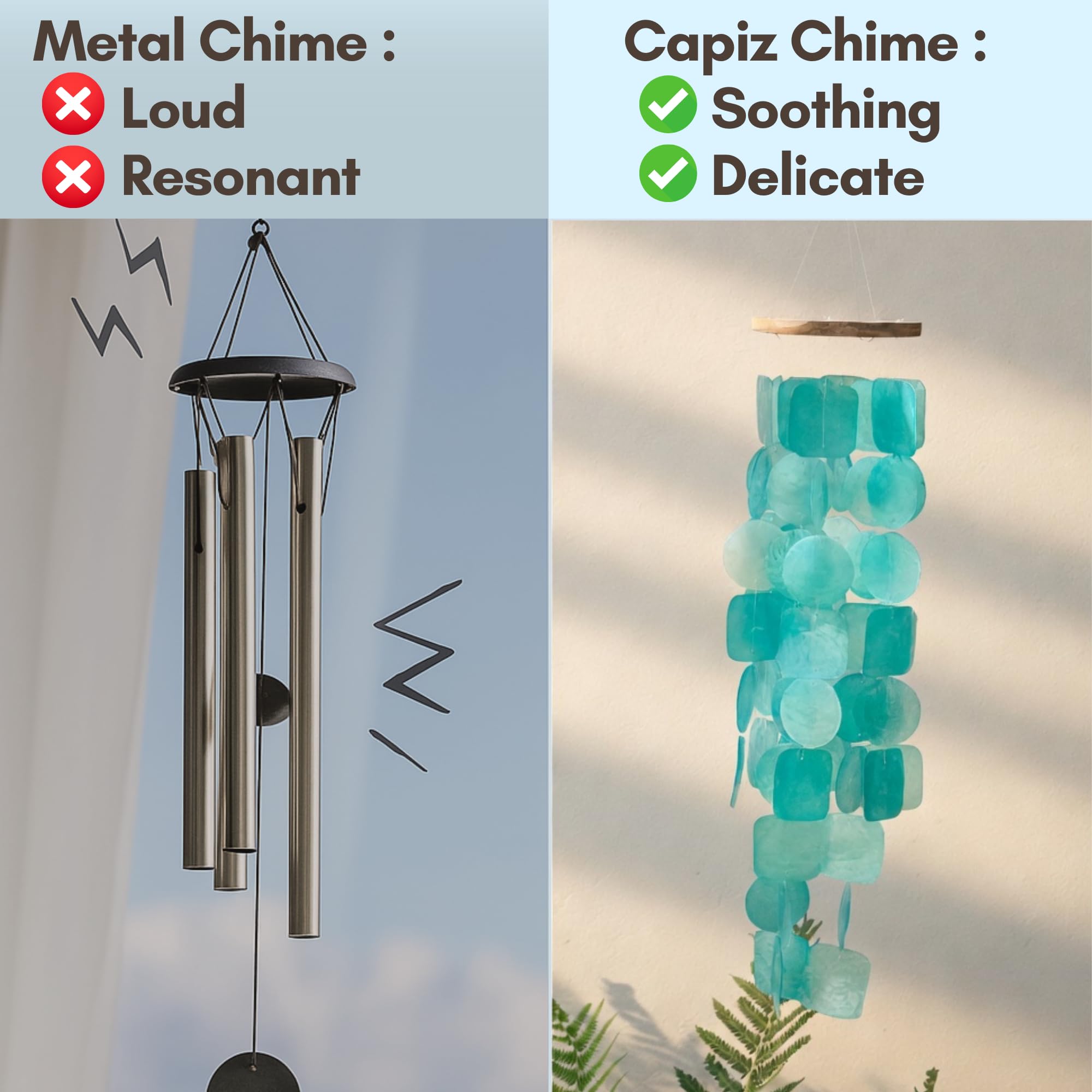 ✨ Artisan Hand-Finished Turquoise Shell | Capiz Shell Wind Chime
